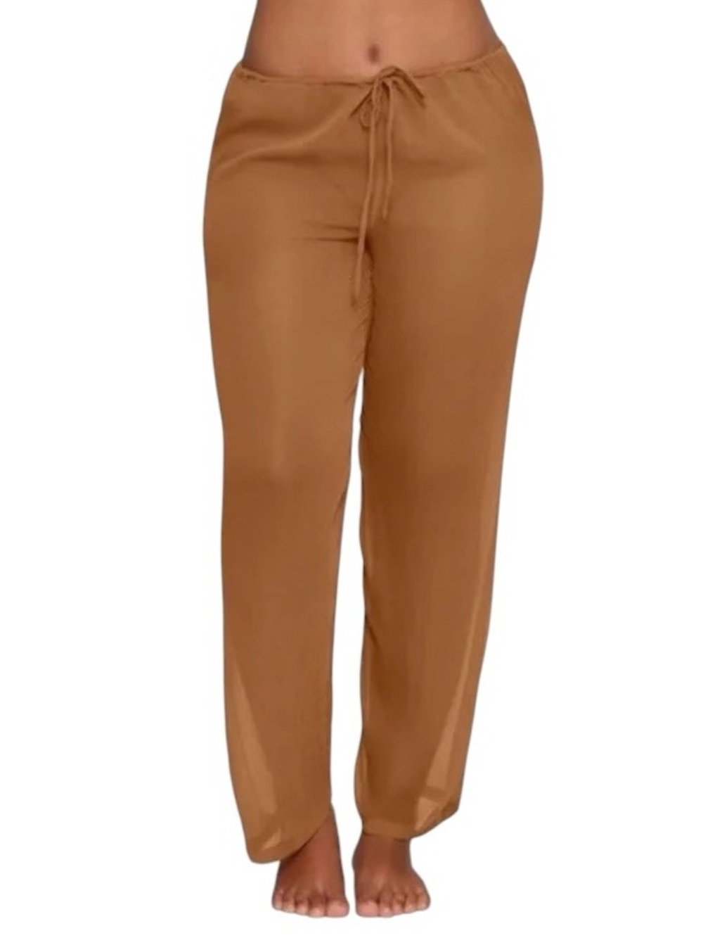 Skims Silk Crinkle Chiffon Cover-Up Pant in Almond